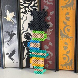 Cat on a stack of books bookmark - perler beads